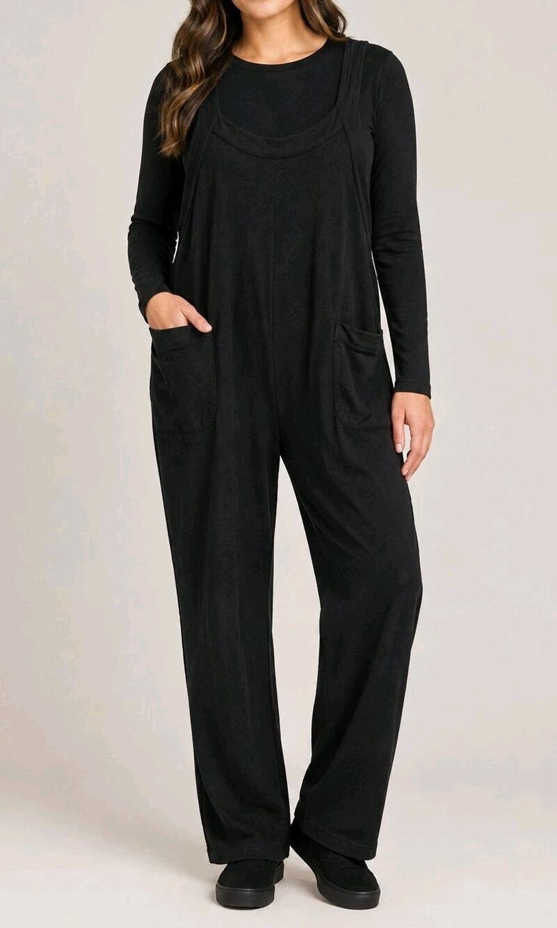 Anybody Size Large Black Cozy Knit Jumpsuit & Long Sleeve Top Set A711209 NWOT